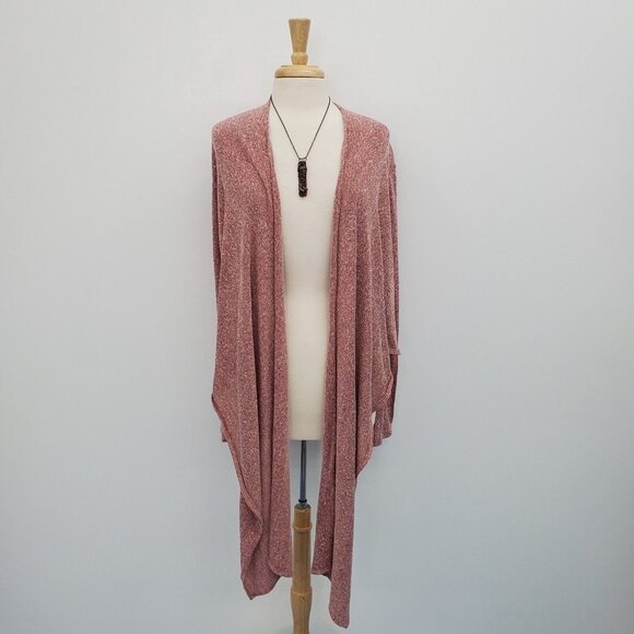 Open Front Pink Cardigan Sweater Womens Size M Waterfall Lightweight Career - Picture 1 of 14
